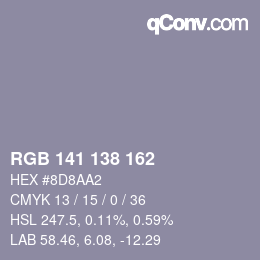 Farbcode: RGB 141 138 162 | qconv.com