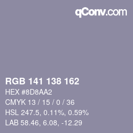 Color code: RGB 141 138 162 | qconv.com