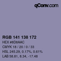 Color code: RGB 141 138 172 | qconv.com