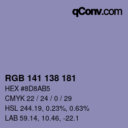Color code: RGB 141 138 181 | qconv.com