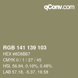 カラーコード: RGB 141 139 103 | qconv.com