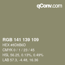Farbcode: RGB 141 139 109 | qconv.com