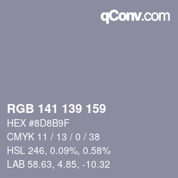 カラーコード: RGB 141 139 159 | qconv.com