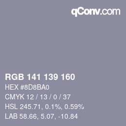 カラーコード: RGB 141 139 160 | qconv.com