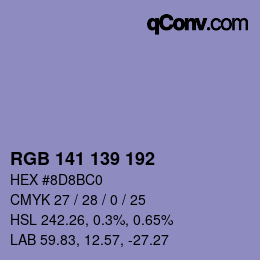 カラーコード: RGB 141 139 192 | qconv.com