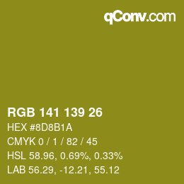 Color code: RGB 141 139 26 | qconv.com