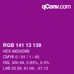 Color code: RGB 141 13 139 | qconv.com