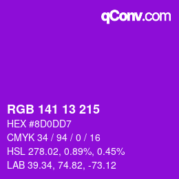 Color code: RGB 141 13 215 | qconv.com