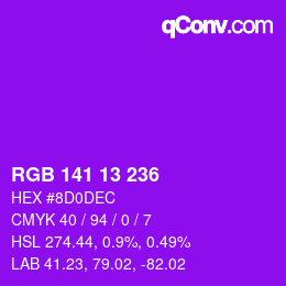 Color code: RGB 141 13 236 | qconv.com