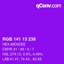 Color code: RGB 141 13 238 | qconv.com