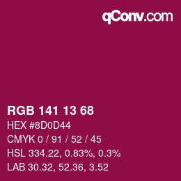 Color code: RGB 141 13 68 | qconv.com