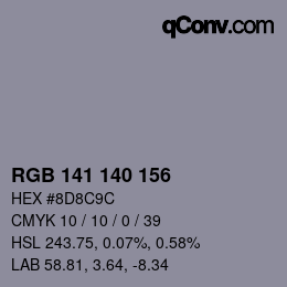 颜色代码: RGB 141 140 156 | qconv.com