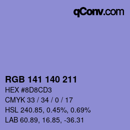 カラーコード: RGB 141 140 211 | qconv.com