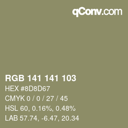 Farbcode: RGB 141 141 103 | qconv.com