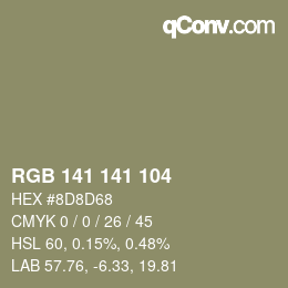 Farbcode: RGB 141 141 104 | qconv.com