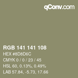 Color code: RGB 141 141 108 | qconv.com