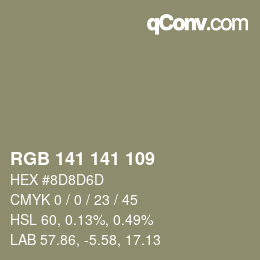 颜色代码: RGB 141 141 109 | qconv.com