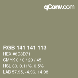 Color code: RGB 141 141 113 | qconv.com