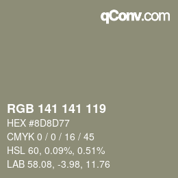Color code: RGB 141 141 119 | qconv.com