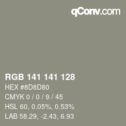 Color code: RGB 141 141 128 | qconv.com