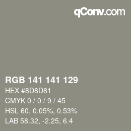 Color code: RGB 141 141 129 | qconv.com