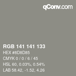 Color code: RGB 141 141 133 | qconv.com