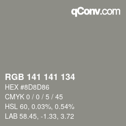 Color code: RGB 141 141 134 | qconv.com