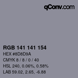 Color code: RGB 141 141 154 | qconv.com