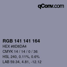 Color code: RGB 141 141 164 | qconv.com