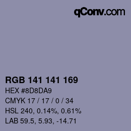 Color code: RGB 141 141 169 | qconv.com