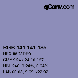 Color code: RGB 141 141 185 | qconv.com