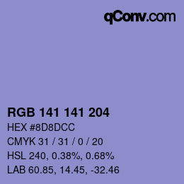 Color code: RGB 141 141 204 | qconv.com