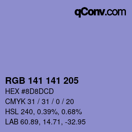Color code: RGB 141 141 205 | qconv.com