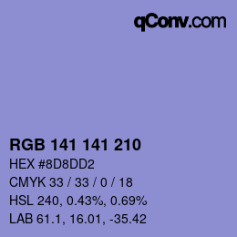 カラーコード: RGB 141 141 210 | qconv.com