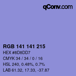 カラーコード: RGB 141 141 215 | qconv.com