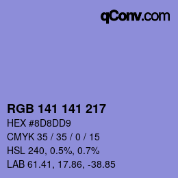 Color code: RGB 141 141 217 | qconv.com
