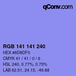 Color code: RGB 141 141 240 | qconv.com