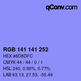 Color code: RGB 141 141 252 | qconv.com