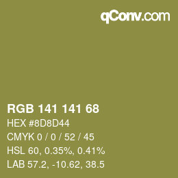 Color code: RGB 141 141 68 | qconv.com