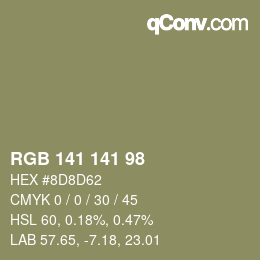 Color code: RGB 141 141 98 | qconv.com