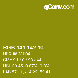Color code: RGB 141 142 10 | qconv.com