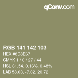 Farbcode: RGB 141 142 103 | qconv.com