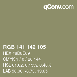 Color code: RGB 141 142 105 | qconv.com