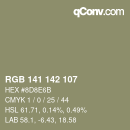 颜色代码: RGB 141 142 107 | qconv.com