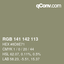 Color code: RGB 141 142 113 | qconv.com
