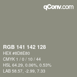 Color code: RGB 141 142 128 | qconv.com