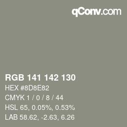 カラーコード: RGB 141 142 130 | qconv.com