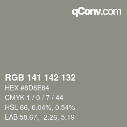 カラーコード: RGB 141 142 132 | qconv.com