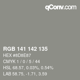 Color code: RGB 141 142 135 | qconv.com