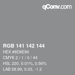 Farbcode: RGB 141 142 144 | qconv.com